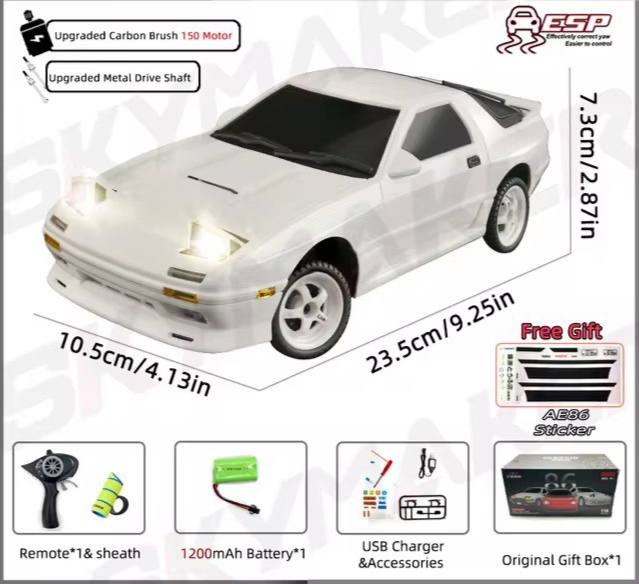 JoyStickToy™  AE86 Model LD1801 RX-7 FC LD1802 1:18 RC Drift Car